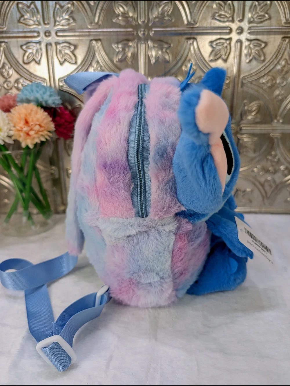 Plush Stitch Character Kids Backpack - Blue & Pastel Pink